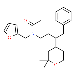 ChemSpider 2D Image | N-[3-(2,2-Dimethyltetrahydro-2H-pyran-4-yl)-4-phenylbutyl]-N-(2-furylmethyl)acetamide | C24H33NO3