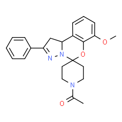 ChemSpider 2D Image | 1-(7'-Methoxy-2'-phenyl-1',10b'-dihydro-1H-spiro[piperidine-4,5'-pyrazolo[1,5-c][1,3]benzoxazin]-1-yl)ethanone | C23H25N3O3