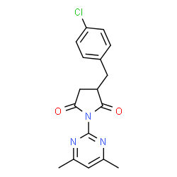 ChemSpider 2D Image | 3-(4-Chlorobenzyl)-1-(4,6-dimethyl-2-pyrimidinyl)-2,5-pyrrolidinedione | C17H16ClN3O2