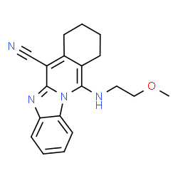 ChemSpider 2D Image | 11-[(2-Methoxyethyl)amino]-7,8,9,10-tetrahydrobenzimidazo[1,2-b]isoquinoline-6-carbonitrile | C19H20N4O