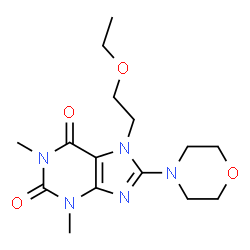 ChemSpider 2D Image | 7-(2-Ethoxy-ethyl)-1,3-dimethyl-8-morpholin-4-yl-3,7-dihydro-purine-2,6-dione | C15H23N5O4