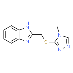ChemSpider 2D Image | 2-{[(4-Methyl-4H-1,2,4-triazol-3-yl)sulfanyl]methyl}-1H-benzimidazole | C11H11N5S