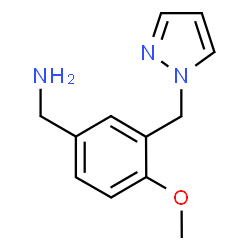 ChemSpider 2D Image | 1-[4-METHOXY-3-(PYRAZOL-1-YLMETHYL)PHENYL]METHANAMINE | C12H15N3O