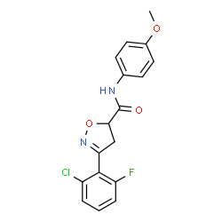 ChemSpider 2D Image | 3-(2-Chloro-6-fluorophenyl)-N-(4-methoxyphenyl)-4,5-dihydro-1,2-oxazole-5-carboxamide | C17H14ClFN2O3