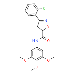 ChemSpider 2D Image | 3-(2-Chlorophenyl)-N-(3,4,5-trimethoxyphenyl)-4,5-dihydro-1,2-oxazole-5-carboxamide | C19H19ClN2O5