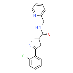 ChemSpider 2D Image | 3-(2-Chlorophenyl)-N-(2-pyridinylmethyl)-4,5-dihydro-1,2-oxazole-5-carboxamide | C16H14ClN3O2
