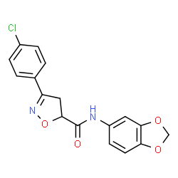 ChemSpider 2D Image | N-(1,3-Benzodioxol-5-yl)-3-(4-chlorophenyl)-4,5-dihydro-1,2-oxazole-5-carboxamide | C17H13ClN2O4