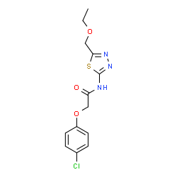 ChemSpider 2D Image | 2-(4-Chlorophenoxy)-N-[5-(ethoxymethyl)-1,3,4-thiadiazol-2-yl]acetamide | C13H14ClN3O3S