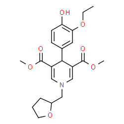 ChemSpider 2D Image | Dimethyl 4-(3-ethoxy-4-hydroxyphenyl)-1-(tetrahydro-2-furanylmethyl)-1,4-dihydro-3,5-pyridinedicarboxylate | C22H27NO7