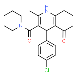 ChemSpider 2D Image | 4-(4-Chlorophenyl)-2-methyl-3-(1-piperidinylcarbonyl)-4,6,7,8-tetrahydro-5(1H)-quinolinone | C22H25ClN2O2