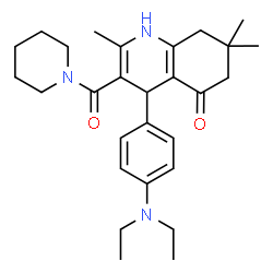 ChemSpider 2D Image | 4-[4-(Diethylamino)phenyl]-2,7,7-trimethyl-3-(1-piperidinylcarbonyl)-4,6,7,8-tetrahydro-5(1H)-quinolinone | C28H39N3O2