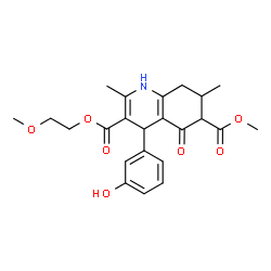 ChemSpider 2D Image | 3-(2-Methoxyethyl) 6-methyl 4-(3-hydroxyphenyl)-2,7-dimethyl-5-oxo-1,4,5,6,7,8-hexahydro-3,6-quinolinedicarboxylate | C23H27NO7