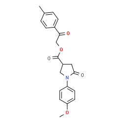 ChemSpider 2D Image | 2-(4-Methylphenyl)-2-oxoethyl 1-(4-methoxyphenyl)-5-oxo-3-pyrrolidinecarboxylate | C21H21NO5