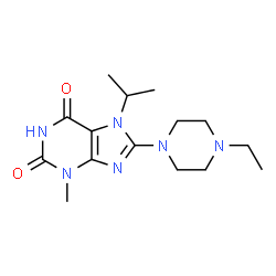 ChemSpider 2D Image | 8-(4-Ethyl-1-piperazinyl)-7-isopropyl-3-methyl-3,7-dihydro-1H-purine-2,6-dione | C15H24N6O2