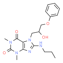 ChemSpider 2D Image | 7-(2-Hydroxy-3-phenoxypropyl)-1,3-dimethyl-8-(propylamino)-3,7-dihydro-1H-purine-2,6-dione | C19H25N5O4