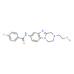 ChemSpider 2D Image | 4-Fluoro-N-[2-(2-methoxyethyl)-1,2,3,4-tetrahydropyrazino[1,2-a]benzimidazol-8-yl]benzamide | C20H21FN4O2