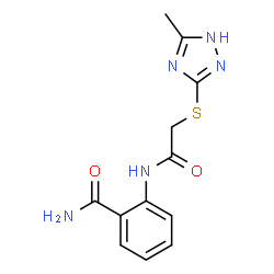 ChemSpider 2D Image | 2-{2-[(5-methyl-1H-1,2,4-triazol-3-yl)sulfanyl]acetamido}benzamide | C12H13N5O2S