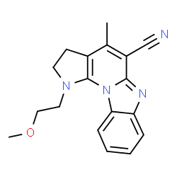 ChemSpider 2D Image | 1-(2-Methoxyethyl)-4-methyl-2,3-dihydro-1H-pyrrolo[3',2':5,6]pyrido[1,2-a]benzimidazole-5-carbonitrile | C18H18N4O