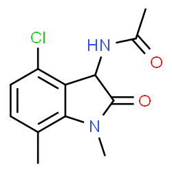 ChemSpider 2D Image | N-(4-Chloro-1,7-dimethyl-2-oxo-2,3-dihydro-1H-indol-3-yl)acetamide | C12H13ClN2O2