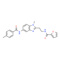 ChemSpider 2D Image | N-(2-{1-Methyl-5-[(4-methylbenzoyl)amino]-1H-benzimidazol-2-yl}ethyl)-2-furamide | C23H22N4O3
