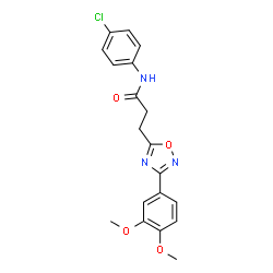 ChemSpider 2D Image | N-(4-Chlorophenyl)-3-[3-(3,4-dimethoxyphenyl)-1,2,4-oxadiazol-5-yl]propanamide | C19H18ClN3O4
