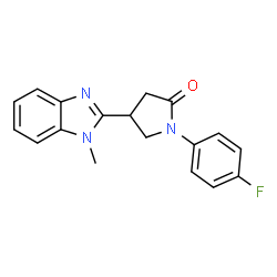 ChemSpider 2D Image | 1-(4-Fluorophenyl)-4-(1-methyl-1H-benzimidazol-2-yl)-2-pyrrolidinone | C18H16FN3O