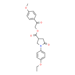 ChemSpider 2D Image | 2-(4-Methoxyphenyl)-2-oxoethyl 1-(4-ethoxyphenyl)-5-oxo-3-pyrrolidinecarboxylate | C22H23NO6
