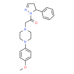ChemSpider 2D Image | 2-[4-(4-Methoxyphenyl)-1-piperazinyl]-1-(5-phenyl-4,5-dihydro-1H-pyrazol-1-yl)ethanone | C22H26N4O2