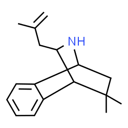 ChemSpider 2D Image | 11,11-Dimethyl-10-(2-methyl-2-propen-1-yl)-9-azatricyclo[6.2.2.0~2,7~]dodeca-2,4,6-triene | C17H23N
