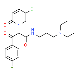 ChemSpider 2D Image | 2-(5-Chloro-2-oxo-1(2H)-pyridinyl)-N-[3-(diethylamino)propyl]-3-(4-fluorophenyl)-3-oxopropanamide | C21H25ClFN3O3
