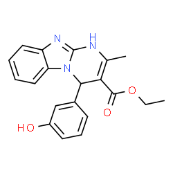 ChemSpider 2D Image | Ethyl 4-(3-hydroxyphenyl)-2-methyl-1,4-dihydropyrimido[1,2-a]benzimidazole-3-carboxylate | C20H19N3O3