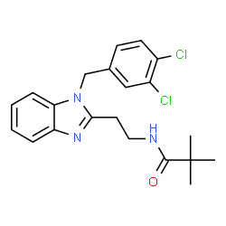 ChemSpider 2D Image | N-{2-[1-(3,4-Dichlorobenzyl)-1H-benzimidazol-2-yl]ethyl}-2,2-dimethylpropanamide | C21H23Cl2N3O