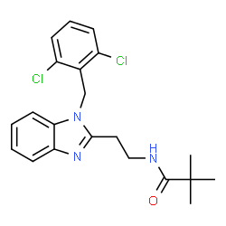 ChemSpider 2D Image | N-{2-[1-(2,6-Dichlorobenzyl)-1H-benzimidazol-2-yl]ethyl}-2,2-dimethylpropanamide | C21H23Cl2N3O