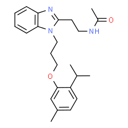ChemSpider 2D Image | N-(2-{1-[3-(2-Isopropyl-5-methylphenoxy)propyl]-1H-benzimidazol-2-yl}ethyl)acetamide | C24H31N3O2