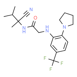 ChemSpider 2D Image | N-(2-Cyano-3-methyl-2-butanyl)-N~2~-[2-(1-pyrrolidinyl)-5-(trifluoromethyl)phenyl]glycinamide | C19H25F3N4O