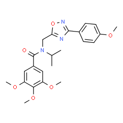 ChemSpider 2D Image | N-Isopropyl-3,4,5-trimethoxy-N-{[3-(4-methoxyphenyl)-1,2,4-oxadiazol-5-yl]methyl}benzamide | C23H27N3O6