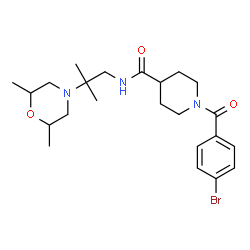 ChemSpider 2D Image | 1-(4-Bromobenzoyl)-N-[2-(2,6-dimethyl-4-morpholinyl)-2-methylpropyl]-4-piperidinecarboxamide | C23H34BrN3O3
