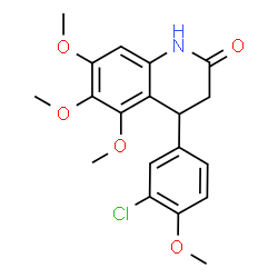 ChemSpider 2D Image | 4-(3-Chloro-4-methoxyphenyl)-5,6,7-trimethoxy-3,4-dihydro-2(1H)-quinolinone | C19H20ClNO5