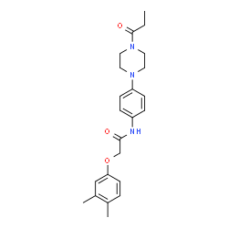 ChemSpider 2D Image | 2-(3,4-dimethylphenoxy)-N-[4-(4-propanoylpiperazin-1-yl)phenyl]acetamide | C23H29N3O3