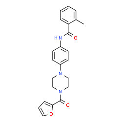 ChemSpider 2D Image | N-{4-[4-(2-Furoyl)-1-piperazinyl]phenyl}-2-methylbenzamide | C23H23N3O3