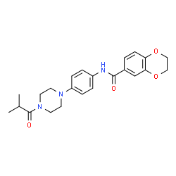 ChemSpider 2D Image | N-[4-(4-Isobutyryl-1-piperazinyl)phenyl]-2,3-dihydro-1,4-benzodioxine-6-carboxamide | C23H27N3O4