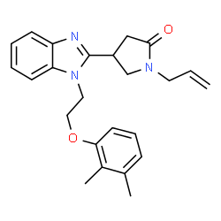 ChemSpider 2D Image | 1-Allyl-4-{1-[2-(2,3-dimethylphenoxy)ethyl]-1H-benzimidazol-2-yl}-2-pyrrolidinone | C24H27N3O2