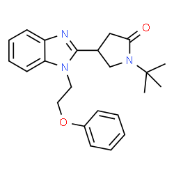 ChemSpider 2D Image | 1-tert-Butyl-4-[1-(2-phenoxy-ethyl)-1H-benzoimidazol-2-yl]-pyrrolidin-2-one | C23H27N3O2