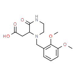 ChemSpider 2D Image | [1-(2,3-Dimethoxybenzyl)-3-oxo-2-piperazinyl]acetic acid | C15H20N2O5