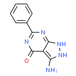 ChemSpider 2D Image | 3-Amino-6-phenyl-1,2-dihydro-4H-pyrazolo[3,4-d]pyrimidin-4-one | C11H9N5O