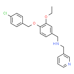 ChemSpider 2D Image | 1-{4-[(4-Chlorobenzyl)oxy]-3-ethoxyphenyl}-N-(3-pyridinylmethyl)methanamine | C22H23ClN2O2