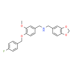 ChemSpider 2D Image | Benzo[1,3]dioxol-5-ylmethyl-[4-(4-fluoro-benzyloxy)-3-methoxy-benzyl]-amine | C23H22FNO4