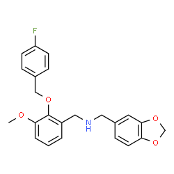 ChemSpider 2D Image | Benzo[1,3]dioxol-5-ylmethyl-[2-(4-fluoro-benzyloxy)-3-methoxy-benzyl]-amine | C23H22FNO4
