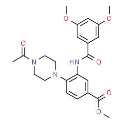 ChemSpider 2D Image | Methyl 4-(4-acetyl-1-piperazinyl)-3-[(3,5-dimethoxybenzoyl)amino]benzoate | C23H27N3O6