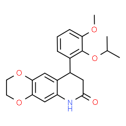 ChemSpider 2D Image | 9-(2-Isopropoxy-3-methoxyphenyl)-2,3,8,9-tetrahydro[1,4]dioxino[2,3-g]quinolin-7(6H)-one | C21H23NO5